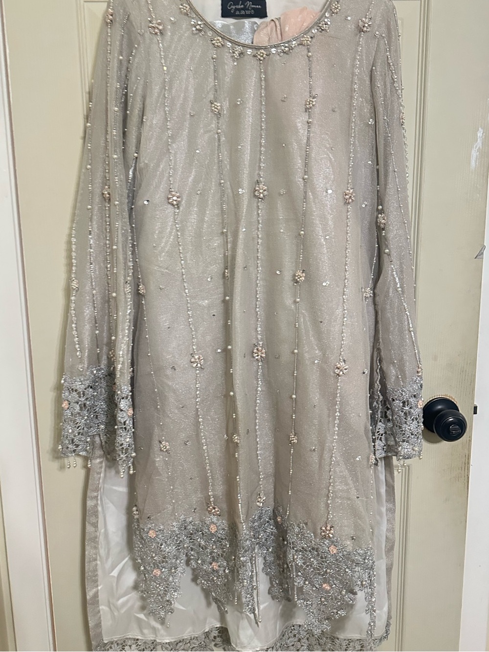 Silver-Grey Embellished Pakistani Suit